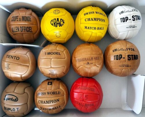 Historischer Miniball Set 11tlg. FIFA Fussball-Weltmeisterschaft 1930 bis 1966 in Leder Gr. 1 - Bild 1 von 6