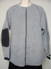 Classic Vintage TOMMY HILFIGER Fleece Pullover Gray w/ Black Elbow Pads Sz L