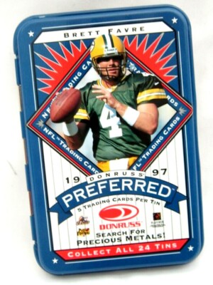 Brett Favre 1997 Donruss Preferred 4.5'' Blue Empty Tin!Green Bay Packers QB HOF