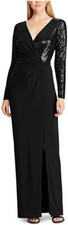 LAUREN RALPH LAUREN Women's SZ 2 Black Sequined DRESS, GOWN, FORMAL Stretch NWT
