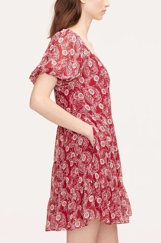 REBECCA TAYLOR MONARCH FLEUR TIERED CRIMSON PRINT MINI DRESS SIZE L $395 - Picture 4 of 13