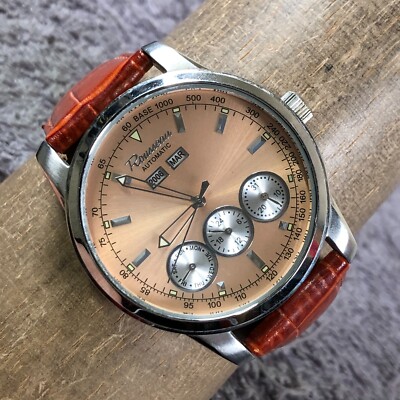 Rousseau Men 907-696 Dress Skeleton Brown Leather Automatic 43mm Watch 7 3/4" | eBay Rousseau Men 907-696 Dress Skeleton Brown Leather Automatic 43mm Watch 7 3/4" | eBay