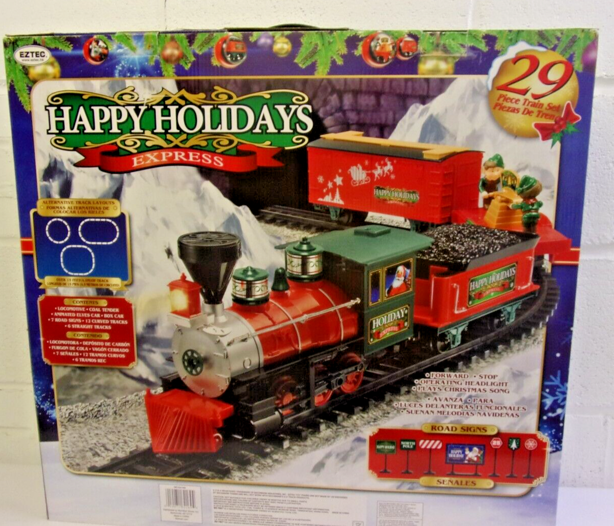 Eztec Happy Holidays Express 29 Piece Christmas Train Set #62169