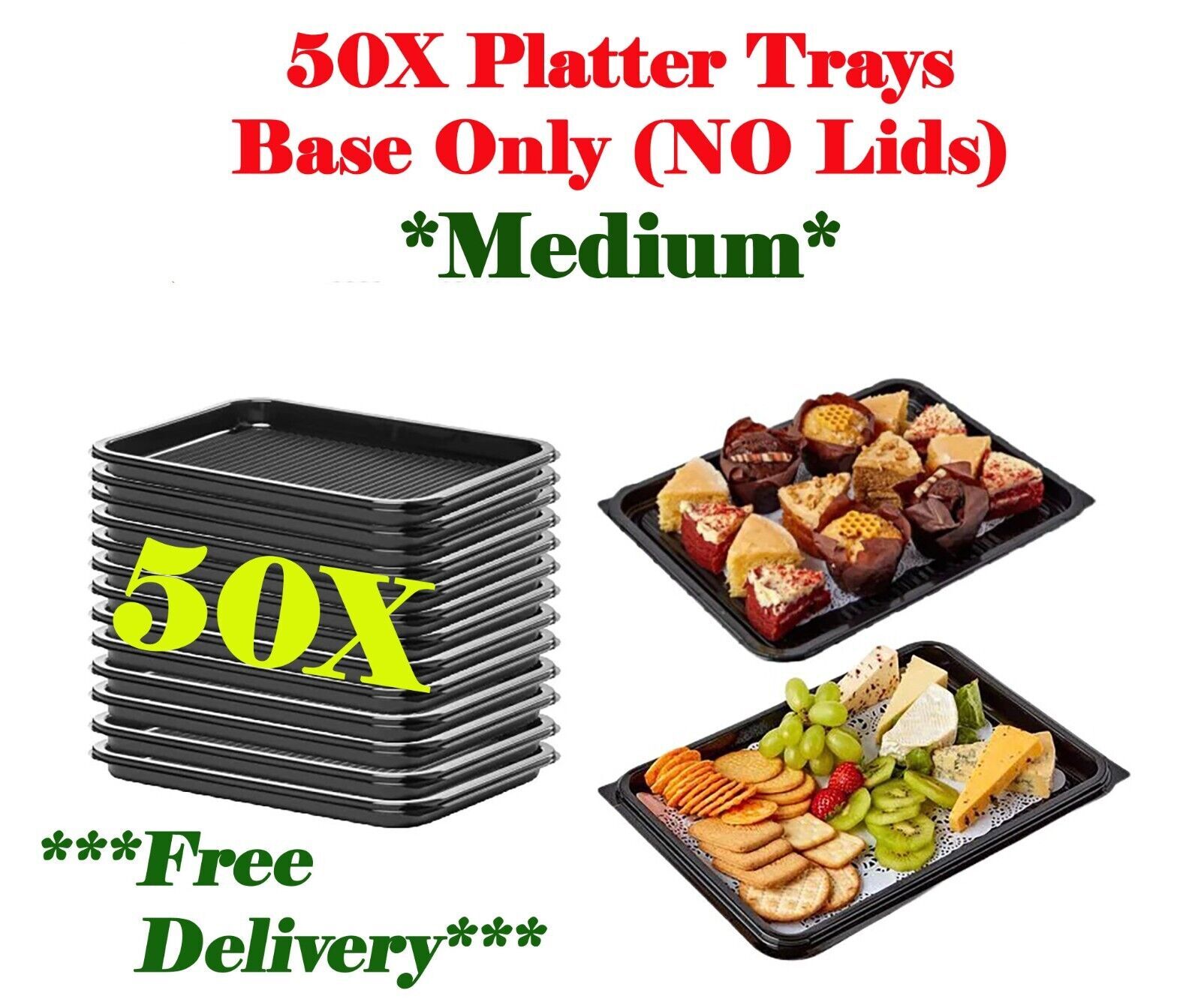 Large Plastic Platters Trays With Lids For Party Sandwich Cake Catering Buffet eBay
