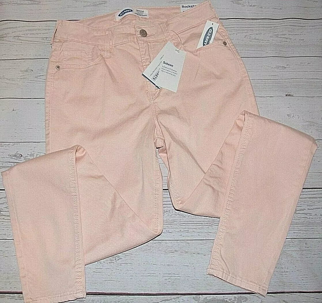 OLD NAVY WOMEN'S ROCKSTAR SUPER SKINNY HIGH RISE WAIST SLIM PINK