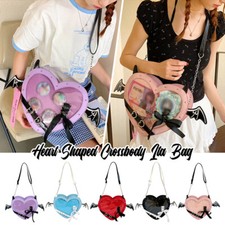 Heart Shaped Crossbody Ita Bag PU Leather Punk Devil Bat Lolita Girl Bows Itabag