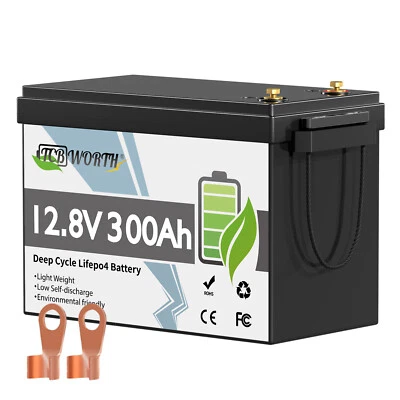 TCBWORTH Batería de litio 12V 300Ah LiFePO4 3,8kW batería 200A BMS para cargador solar RV