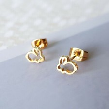 Gold Bunny Rabbit Creative Stud Earrings Trendy Easter Jewelry