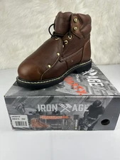 Iron Age IA5017 Men's Groundbreaker Safety Toe Industrial Boot Brown Size 8W New