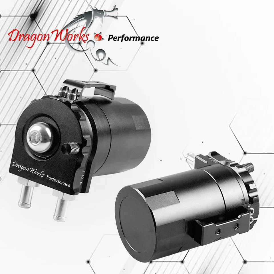 Oil Catch Can Reservoir Baffled Tank Breather Filter Universal Black Fits Fiat - Image 2 of 4