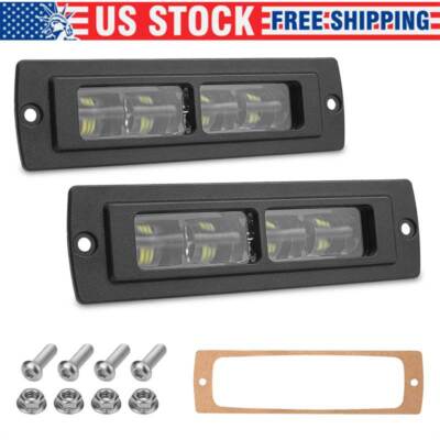 2X 7inch Flush Mount LED Work Light Bar Pods Fog Driving Flood Spot SUV Offroad