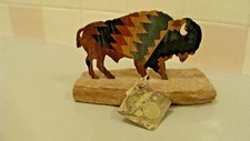 Beautiful Handmade Metal Buffalo Figurine made in USA 6.7" x 2.3" and 4.2" tall