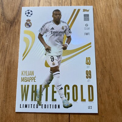 MATCH ATTAX EXTRA 2025 WHITE GOLD KYLIAN MBAPPE REAL MADRID LE2