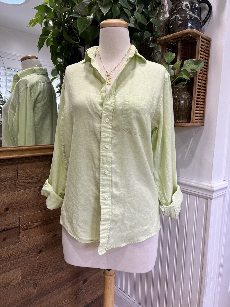 irish green dress shirt Brooks Brothers M Linen Chartreuse Slim Button Up Long Sleeve Champagne Rose Gold