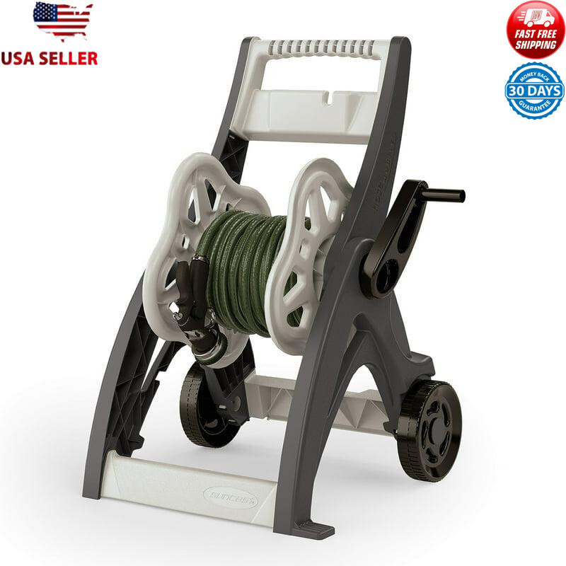 175 ft. Hose Reel Cart Portable Garden Storage Durable Resin Construction Gray