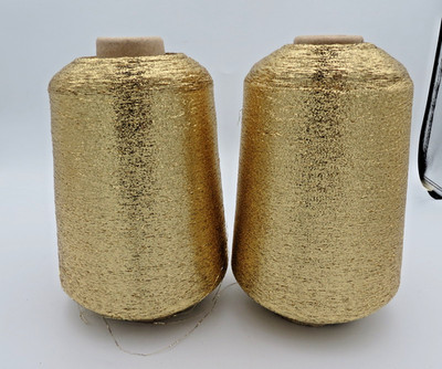 Lurex Branded Satin Gold Metallic Weaving Lot of 2  1/69'' 557grs