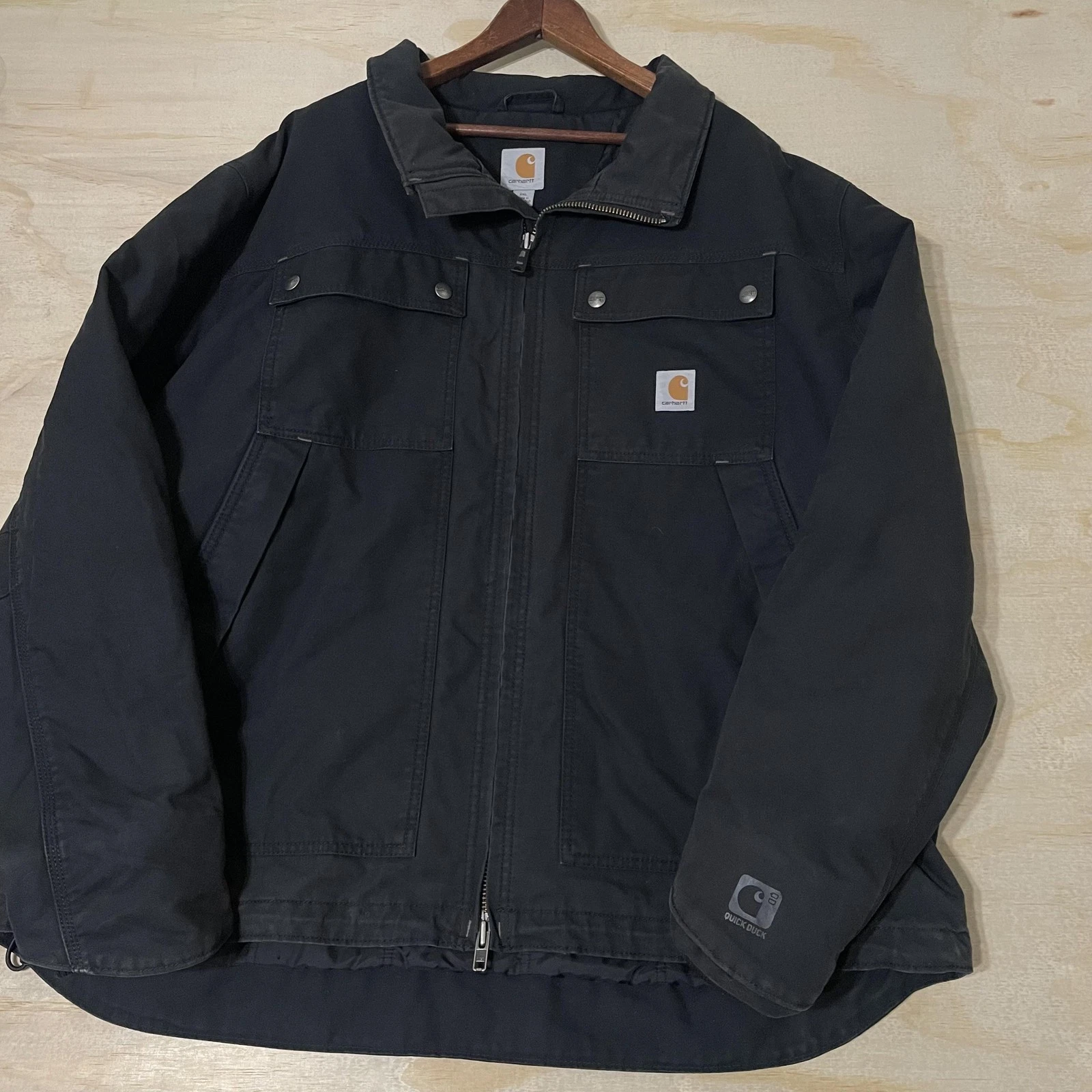 Carhartt Quick Duck Jacket Mens 2XL Black Insulated Work Coat Canvas 101052 Warm