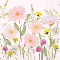 20 Servietten Pastel Flowers Pink Rosa Blumen GräSer Rotklee Huflattich 33X33Cm