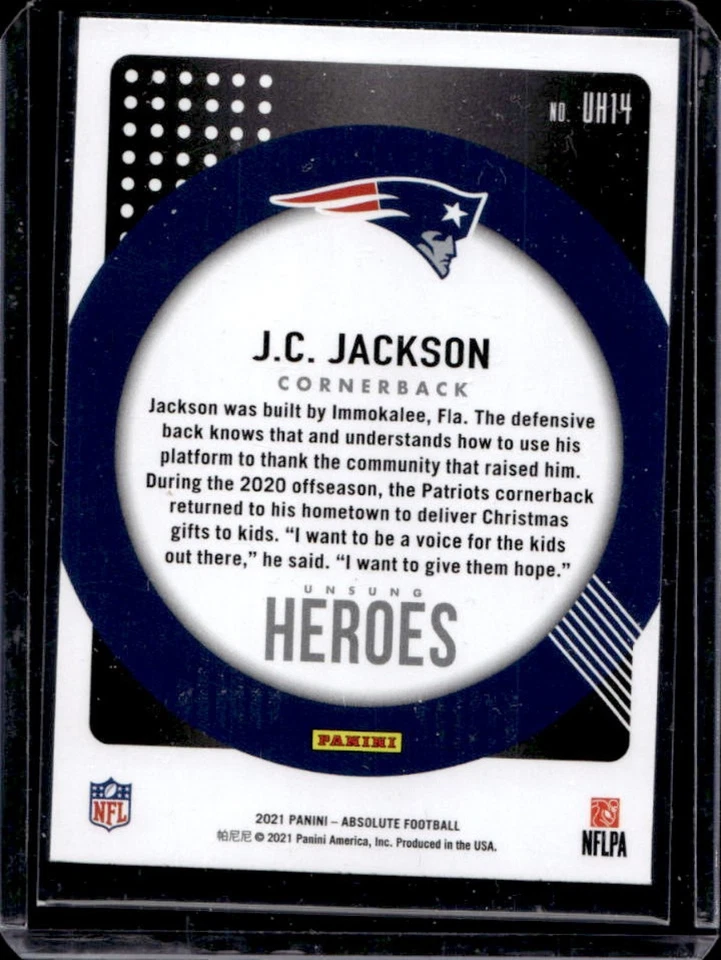 2021 Absolute J.C. Jackson Unsung Heroes #UH14 Patriots - Image 2 of 2