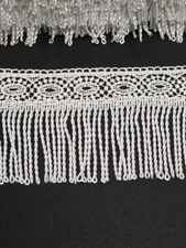 Vtg. White Twisted Fringe Decorative Lace Trim 3.5" W Sold By Yard