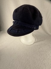 Vtg. Aegean Greek Fisherman's Cap Navy Wool Blend Size 57- 7 1/8
