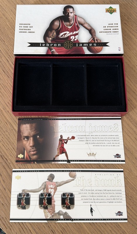 Lebron James 2003-04 Upper Deck 2 Oversized Cards LJ1 + LJ2 & Original Empty Box