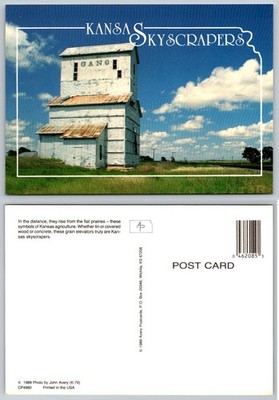 Vintage Kansas Skyscrapers Postcard Gano Grain Elevator Avery 1989 USA