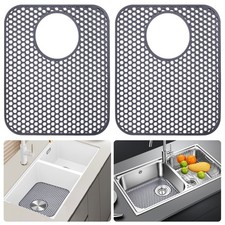 Sink Protector Mats 2 Pcs Silicone Kitchen Sink Mat Draining Heat Proof Mat w...