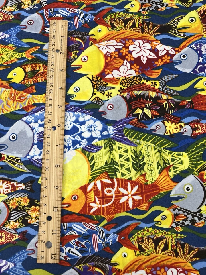 Fish Vibrant School Uniform Cotton Fabric Hoffman 1.33 Yard 44" Wide Quilting - Image 2 of 4