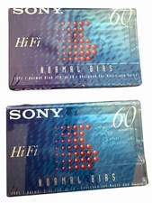 Sony HiFi 60 Cassette Tape Lot of 2 New Sealed Normal Bias Type I 60 Min