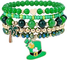 Summer Surfer Heishi Bracelet Set for Women Stackable Gold Plated Clay Ploymer B