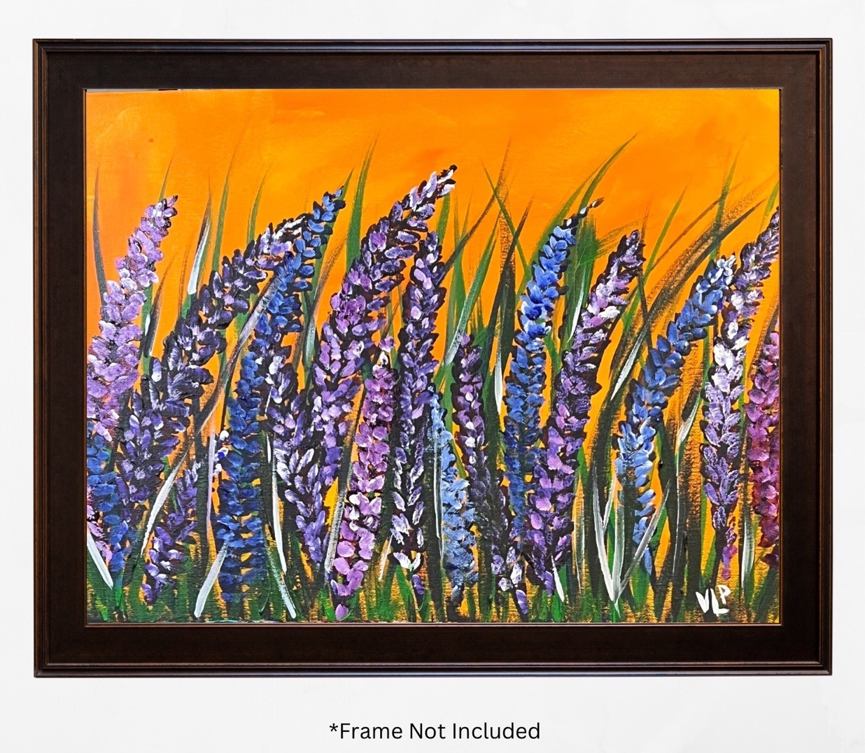 A VLP Original Lavender Flowers Acrylic on 16x12” Flat Canvas Panel Signed w/COA