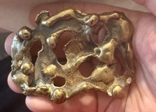 Vtg Early Brutalist Signed Brass Belt Buckle LD