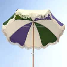 LAGarden Palm Springs 6Ft Fringe Patio Umbrella with Carry Bag Purple Green
