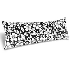 Body Pillow Cover 20x54 in Short Fleece Patterned Body Black White Flower