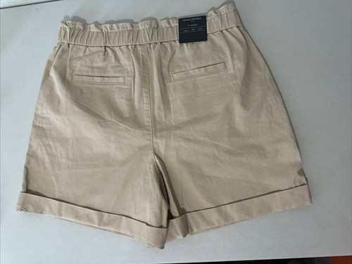 Pantaloncini corti con polsini Banana Republic Paperbag taglia 12 kaki marrone chiaro bottoni mosca - Foto 5 di 10