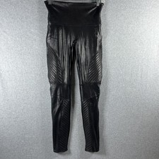SPANX Faux Leather Moto Leggings Women's Size L/G Black High Waist Shaper