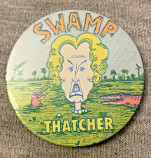 SWAMP THATCHER PIN BADGE Vintage Badge RARE b1