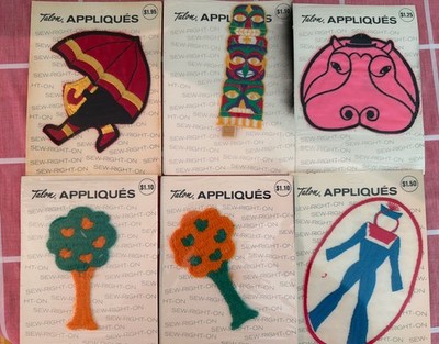 Lot of 6 New Talon Appliques Sew-right On Patches Vintage 1971 Donahue Sales