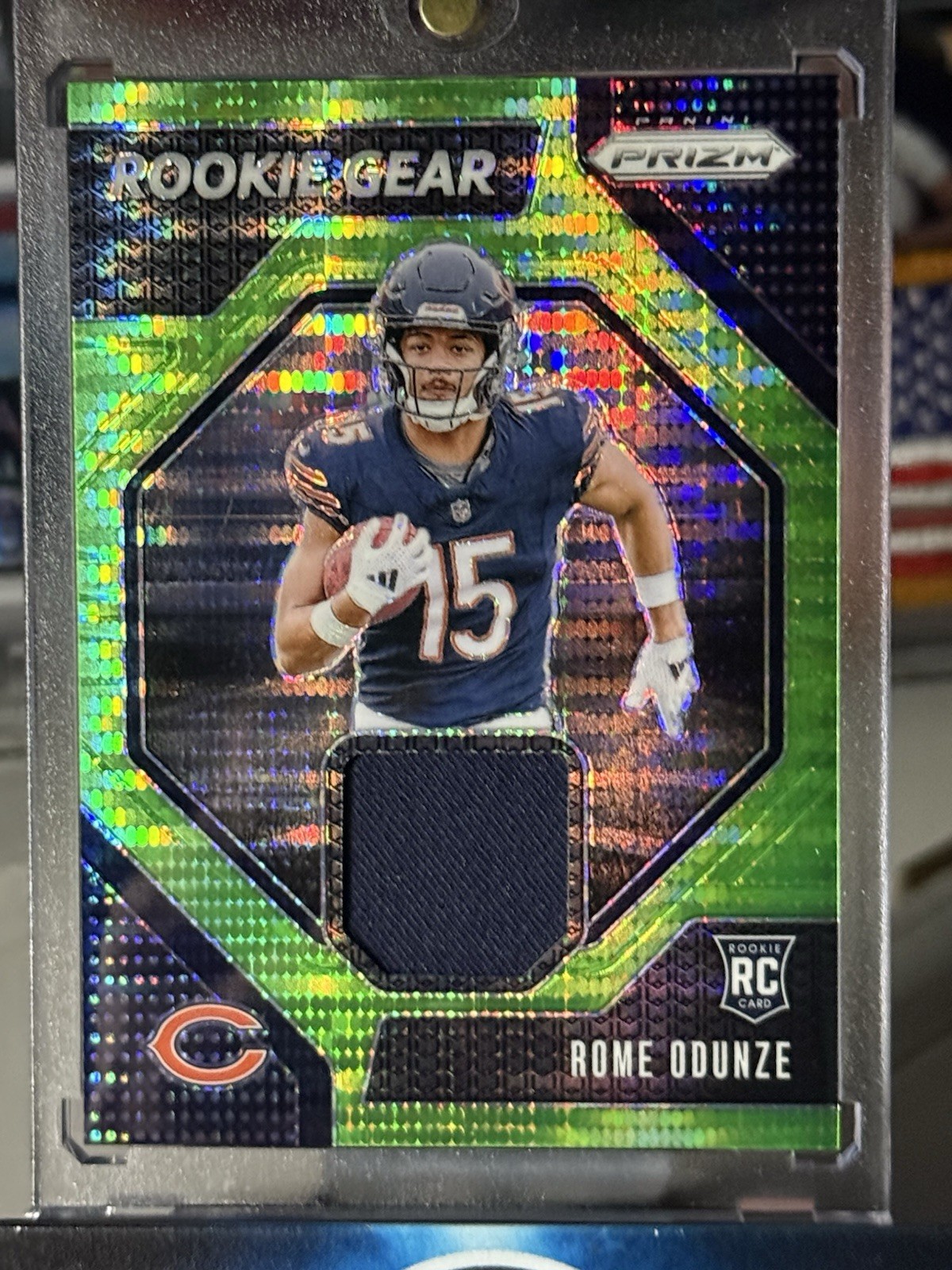 2024 PANINI PRIZM ROOKIE GEAR NEON GREEN PULSAR ROME ODUNZE (RC,MEM)
