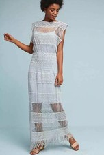 Anthropologie Collahan Crocheted Fringe Maxi Dress Size S MSRP: $198