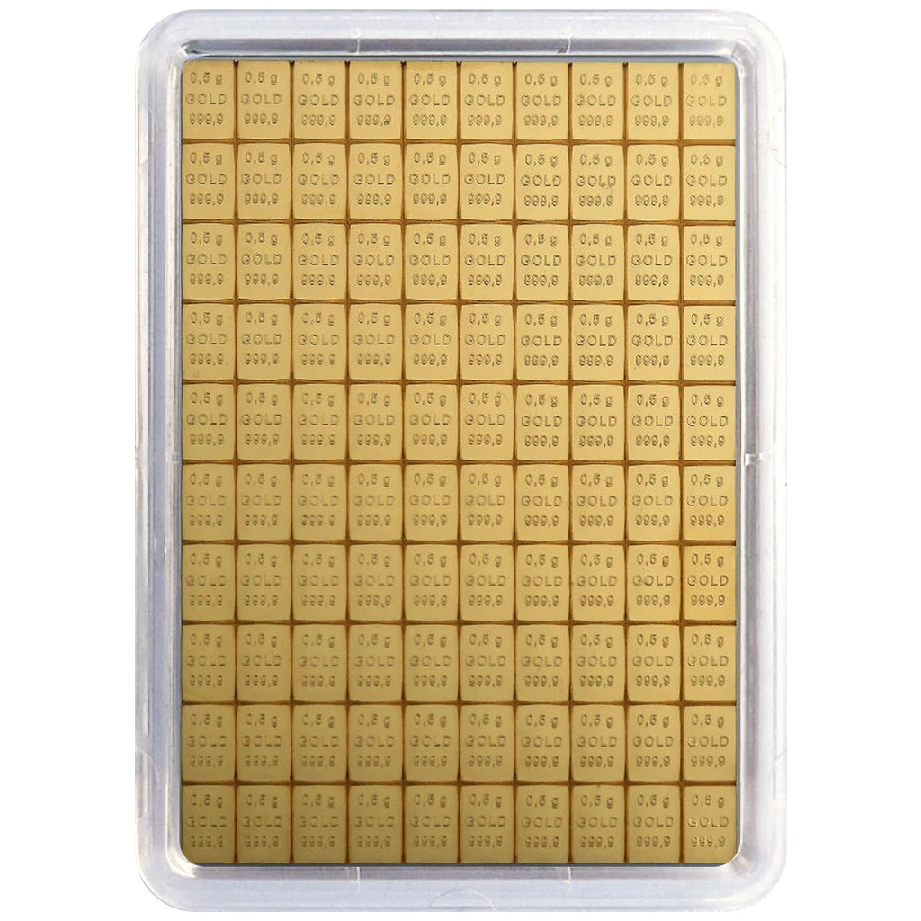 Valcambi Goldtafel Combibar™ Beliebig voneinander trennbar - 100 x 0,5 gr Gold