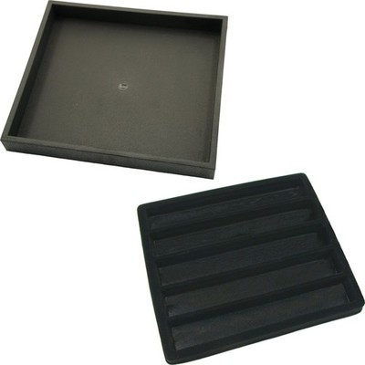 Black Open Square Stackable Jewelry Display Tray w/ Black 5-slot Plastic Tray