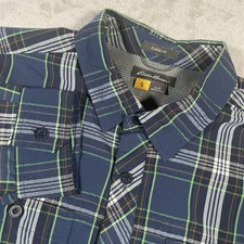 Eddie Bauer Travex Button Up Shirt Classic Fit Mens L Blue Plaid Outdoors