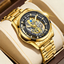 Herren Armbanduhr Quarzuhr für Männer Edelstahl Silber Gold Luxus Top Uhren neu