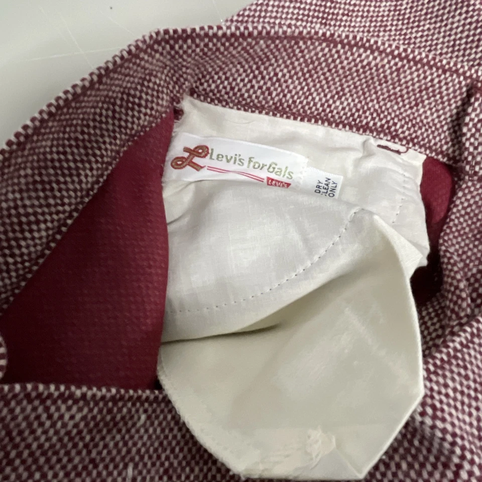 Pantalones de mujer vintage años 70 Levi’s for Gals patrón de tweed campana 28x2 rojos Foto 2 de 4