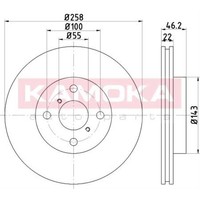 Kamoka 2X Bremsscheibe Vorne Ø258 Mm BelüFtet FüR Toyota Yaris _P9_ 1.0 Vvt-I
