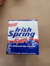 Irish Spring Sport Deodorant Bar Soap 4.5oz each bar 3-Pack Sealed VTG NEW