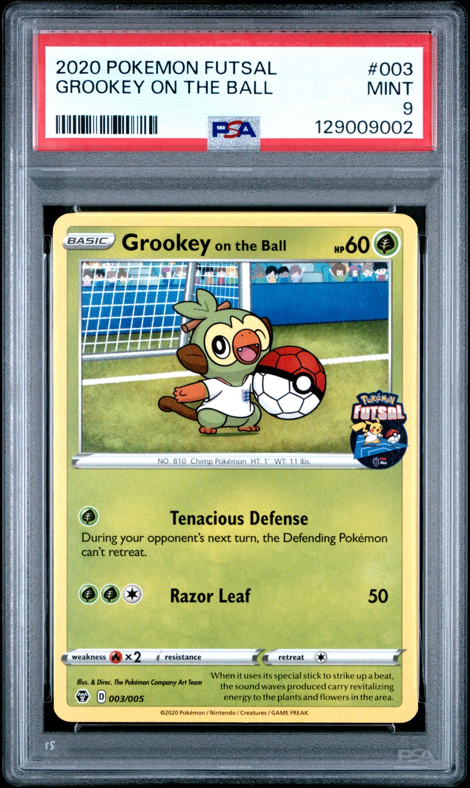 2020 POKEMON FUTSAL #003 GROOKEY ON THE BALL PSA 9