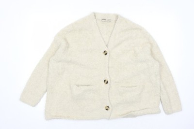 Beigefarbener Cardigan Pullover Damen UK Größe S Pull & Bear